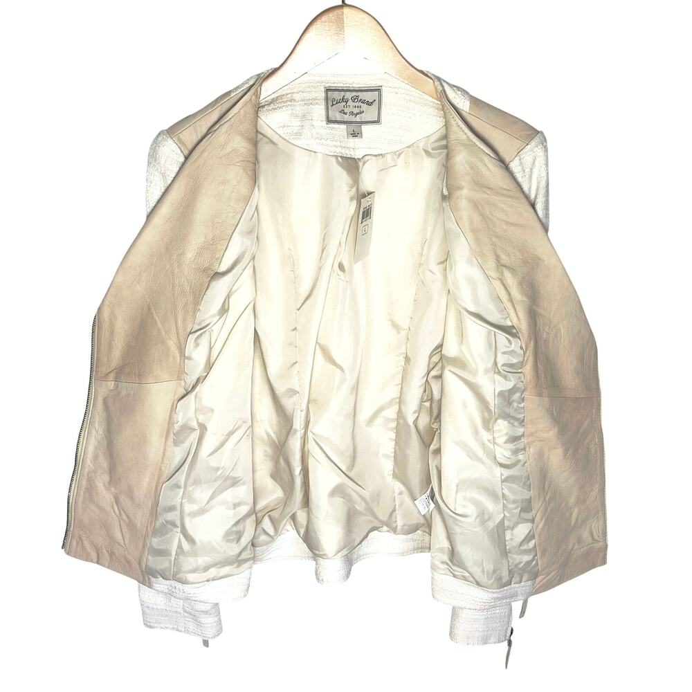 NWT LUCKY BRAND Women’s Noa Mixed Media Tweed and Leather Moto Jacket - Picture 5 of 7